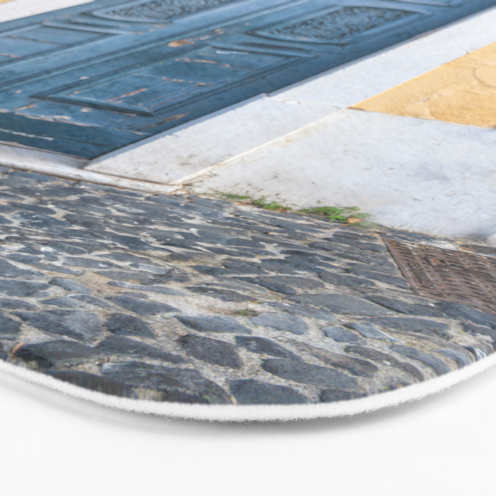 The blue door number 2 in Lisbon Portugal  Summer street and travel photography Bath Mat Gallery Image 3