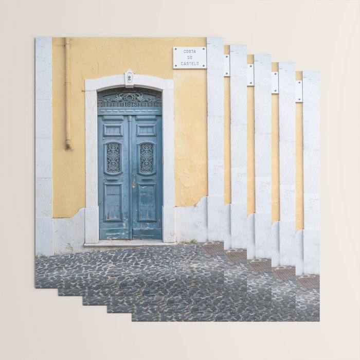 The blue door number 2 in Lisbon Portugal  Summer street and travel photography Wrapping Paper Gallery Image 3