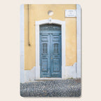 The blue door number 2 in Lisbon Portugal  Summer street and travel photography Cutting Board Gallery Image 1