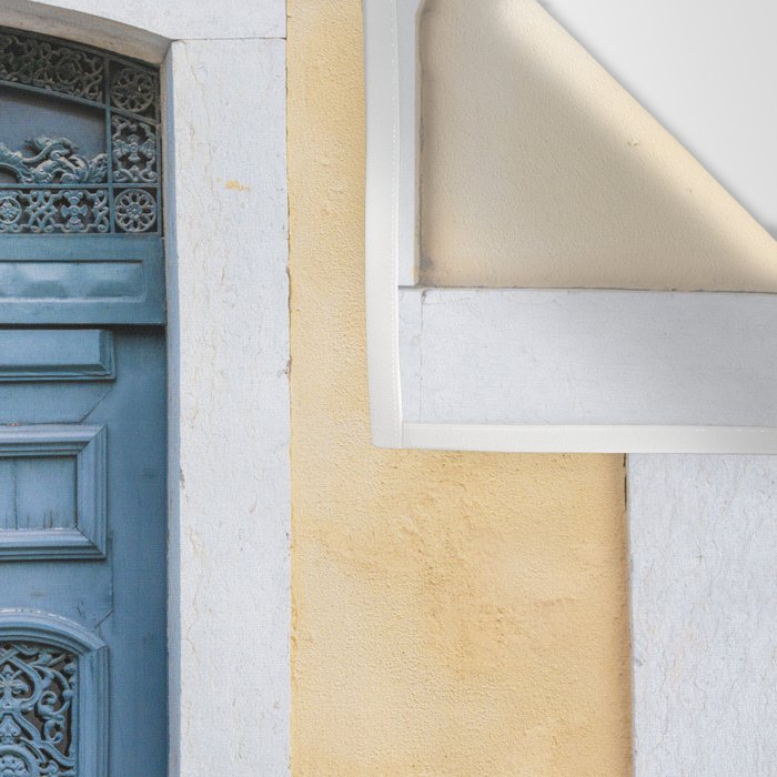 The blue door number 2 in Lisbon Portugal  Summer street and travel photography Wall Tapestry Gallery Image 3