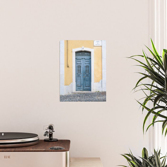 The blue door number 2 in Lisbon Portugal  Summer street and travel photography Poster Gallery Image 2