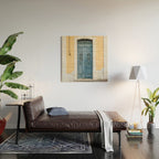 The blue door number 2 in Lisbon Portugal  Summer street and travel photography Wood Wall Art Gallery Image 2