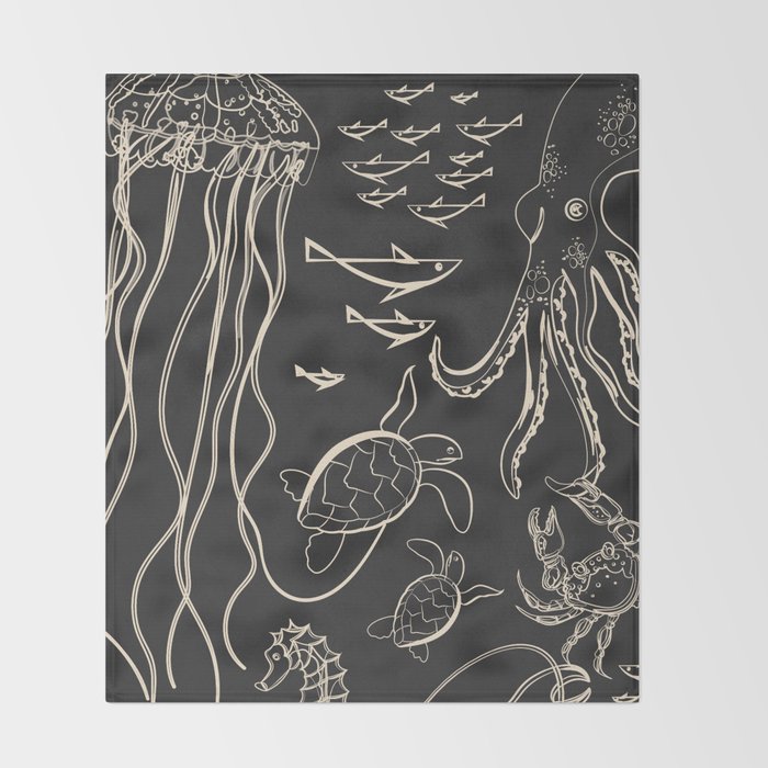 Minimal Sea Life 1 Throw Blanket Gallery Image 2