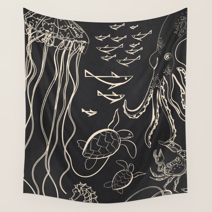 Minimal Sea Life 1 Wall Tapestry Gallery Image 1