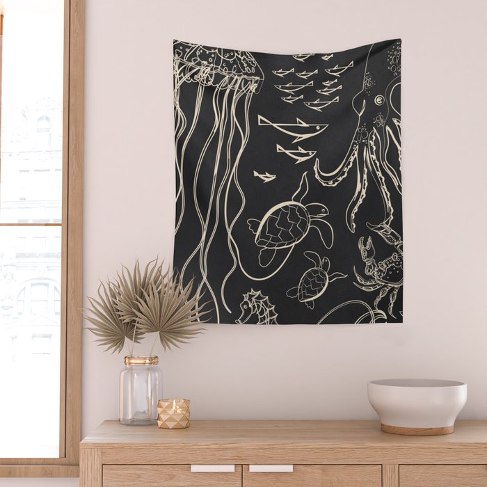 Minimal Sea Life 1 Wall Tapestry Gallery Image 2
