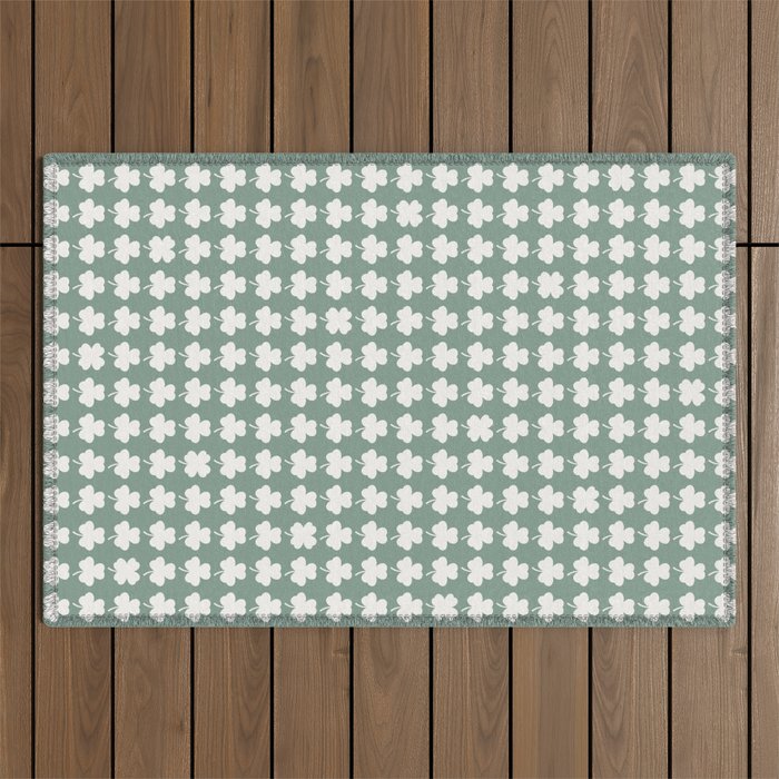 Clovers XXXIII Sage Green Botanical Pattern Outdoor Rug Gallery Image 1