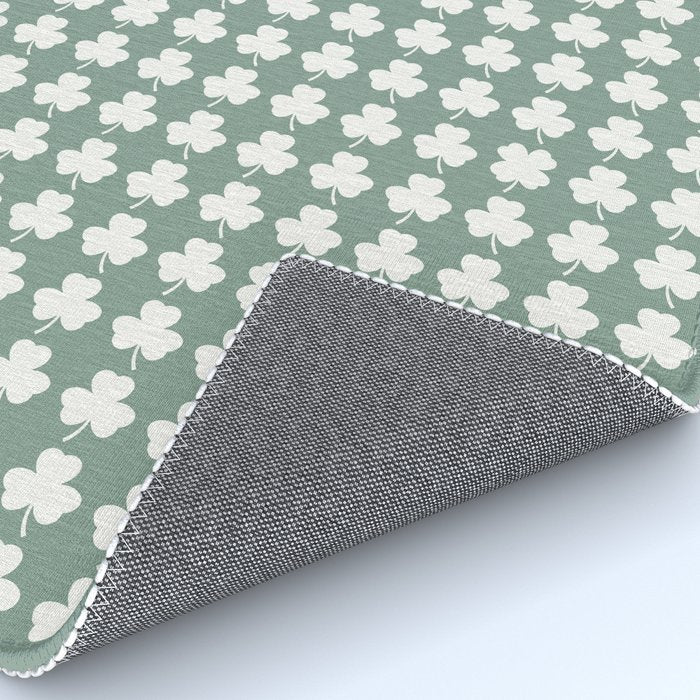 Clovers XXXIII Sage Green Botanical Pattern Rug Gallery Image 4