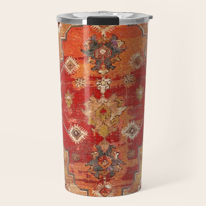 Transylvanian West Anatolian Carpet Print Travel Mug Gallery Image 1