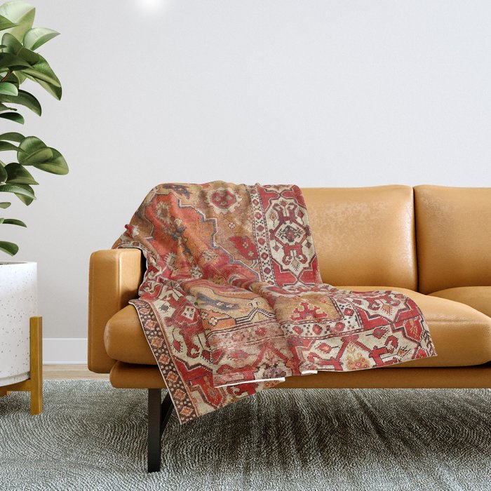 Transylvanian West Anatolian Carpet Print Throw Blanket Gallery Image 1