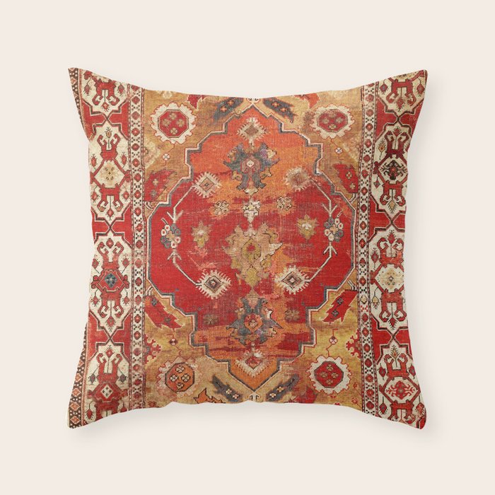 Transylvanian West Anatolian Carpet Print Throw Pillow Gallery Image 6