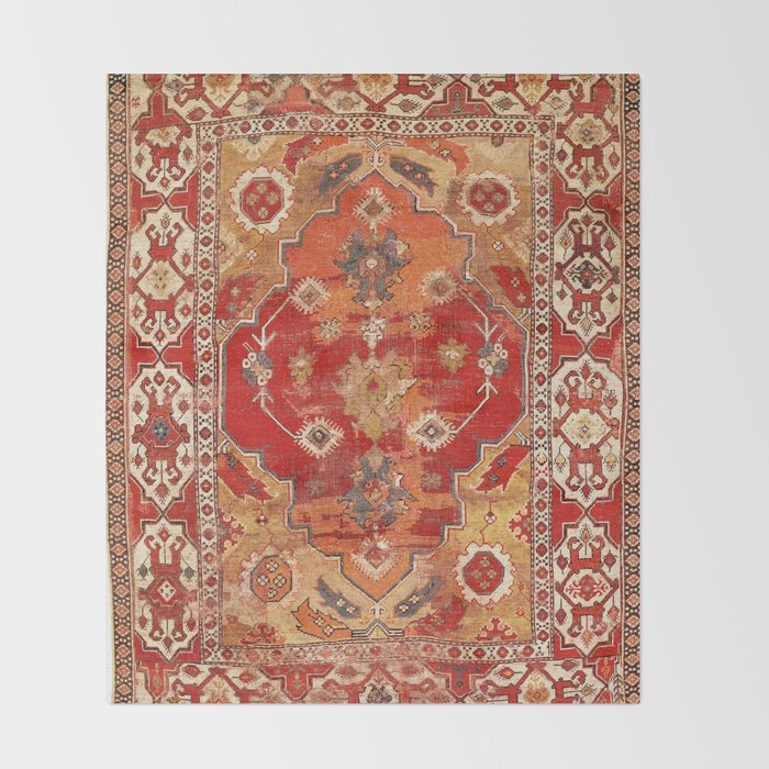 Transylvanian West Anatolian Carpet Print Throw Blanket Gallery Image 2