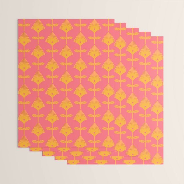 Yellow Fan Florals Wrapping Paper Gallery Image 3