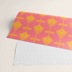 Yellow Fan Florals Wrapping Paper Gallery Image 2