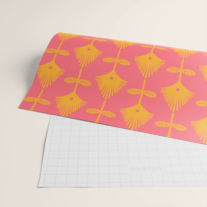 Yellow Fan Florals Wrapping Paper Gallery Image 2