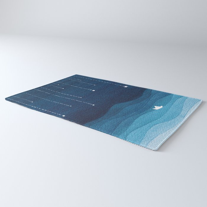 Falling stars, blue, sailboat, ocean Rug Gallery Image 3