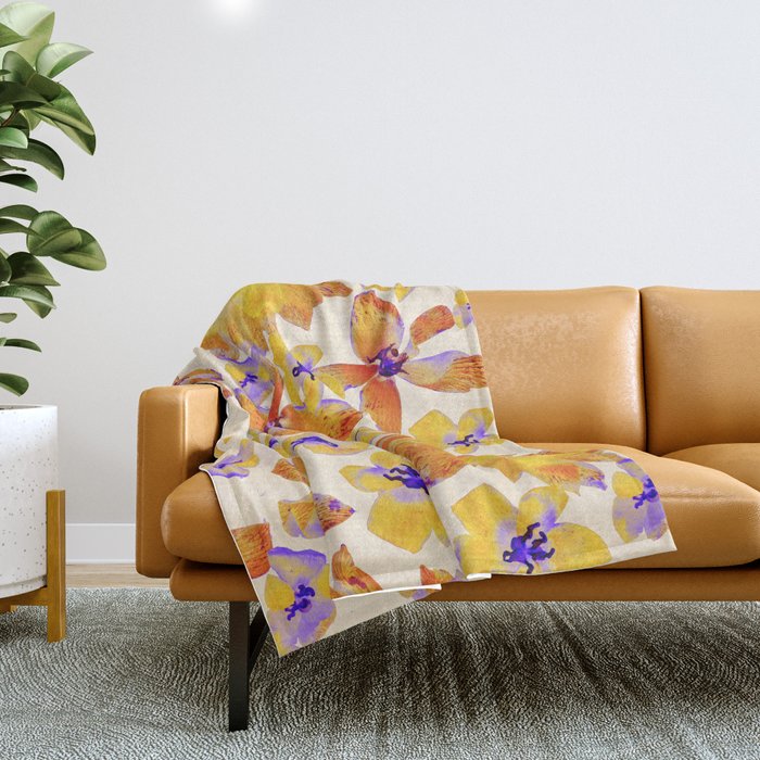Grandma's Flowers (BEIGE) Throw Blanket Gallery Image 1