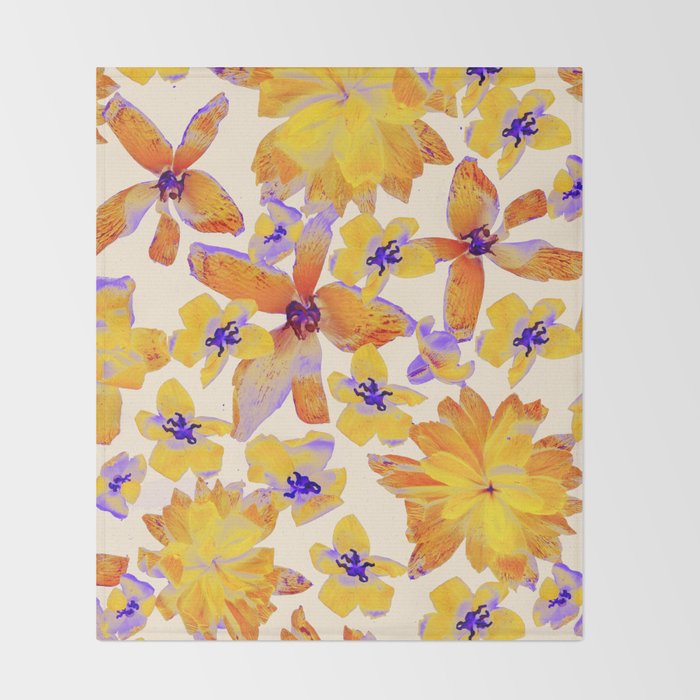 Grandma's Flowers (BEIGE) Throw Blanket Gallery Image 2