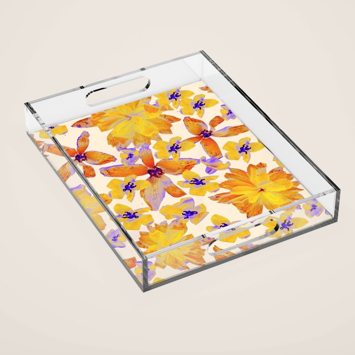 Grandma's Flowers (BEIGE) Acrylic Tray Gallery Image 1