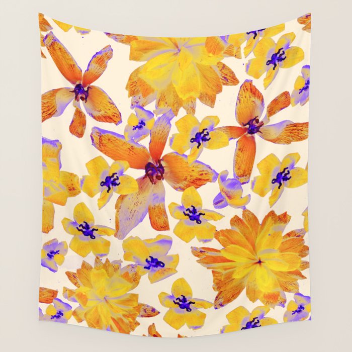 Grandma's Flowers (BEIGE) Wall Tapestry Gallery Image 1