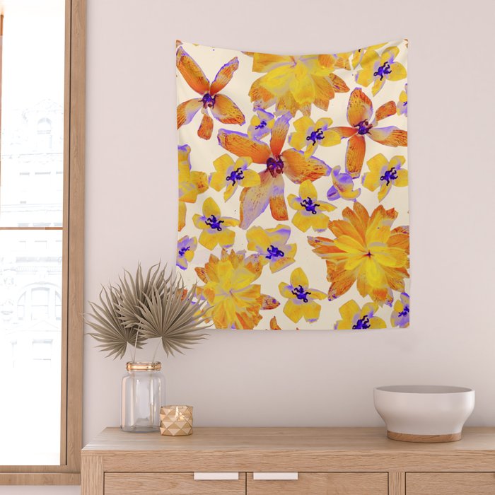 Grandma's Flowers (BEIGE) Wall Tapestry Gallery Image 2