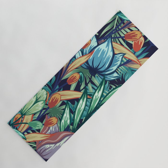 Tropical Jungle Colorful Garden, Floral Prints Yoga Mat Gallery Image 1