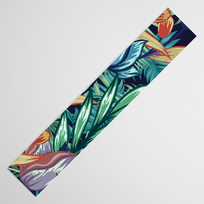 Tropical Jungle Colorful Garden, Floral Prints Table Runner Gallery Image 3