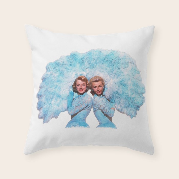 Sisters - White Christmas - Watercolor Throw Pillow Gallery Image 1