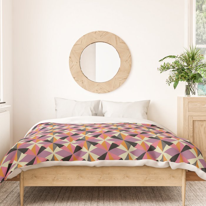 Geometric Color Utopia orange, lilac, gray, cream and black Duvet Cover Gallery Image 3