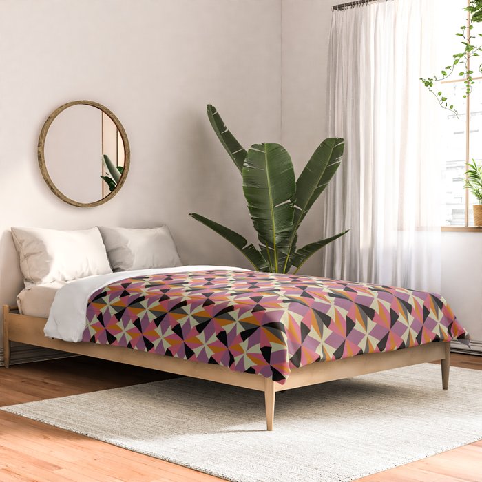 Geometric Color Utopia orange, lilac, gray, cream and black Comforter Gallery Image 2