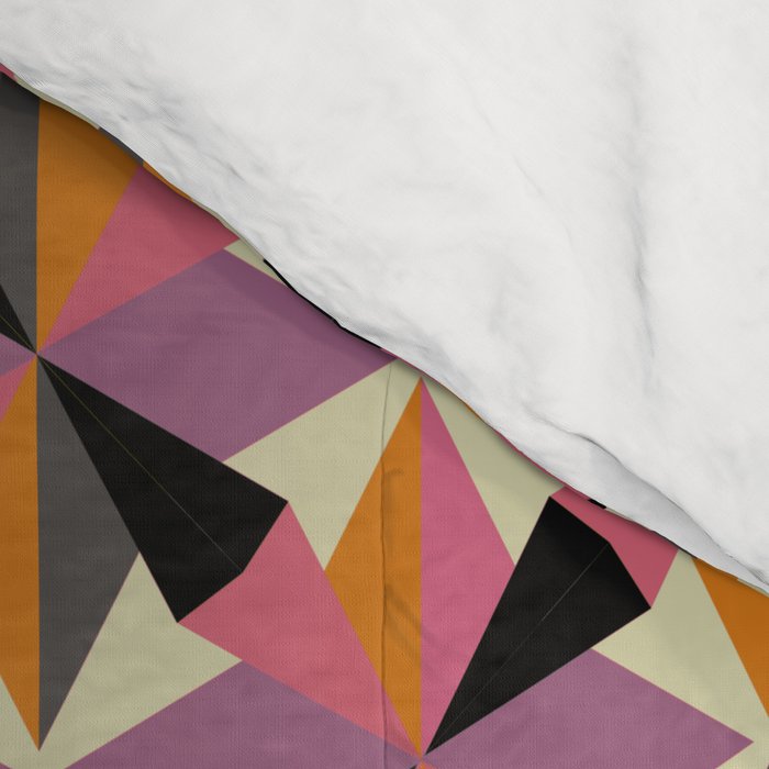 Geometric Color Utopia orange, lilac, gray, cream and black Comforter Gallery Image 4