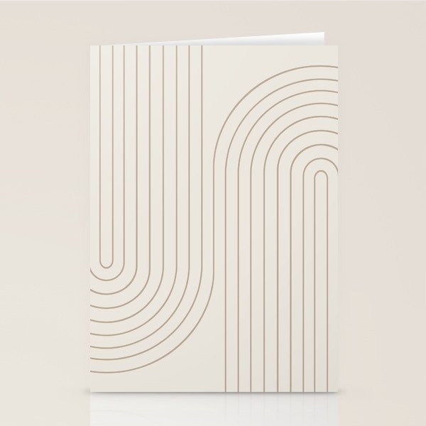 Minimal Line Curvature V Natural Neutral Mid Century Modern Arch Abstract Stationery Card Gallery Image 1
