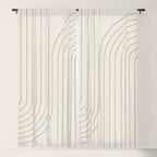 Minimal Line Curvature V Natural Neutral Mid Century Modern Arch Abstract Window Curtain Gallery Image 5