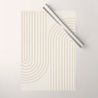 Minimal Line Curvature V Natural Neutral Mid Century Modern Arch Abstract Wrapping Paper Gallery Image 1