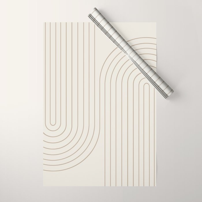 Minimal Line Curvature V Natural Neutral Mid Century Modern Arch Abstract Wrapping Paper Gallery Image 1