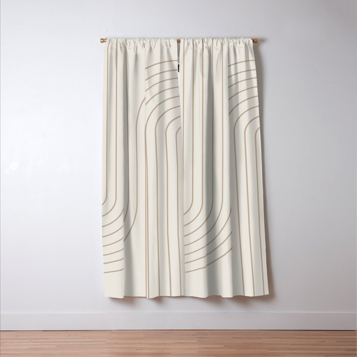 Minimal Line Curvature V Natural Neutral Mid Century Modern Arch Abstract Window Curtain Gallery Image 3