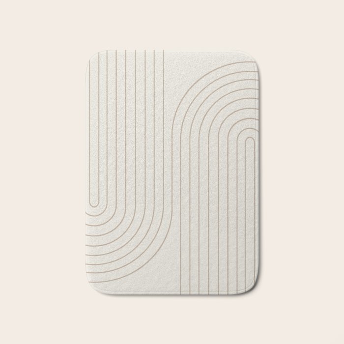 Minimal Line Curvature V Natural Neutral Mid Century Modern Arch Abstract Bath Mat Gallery Image 1
