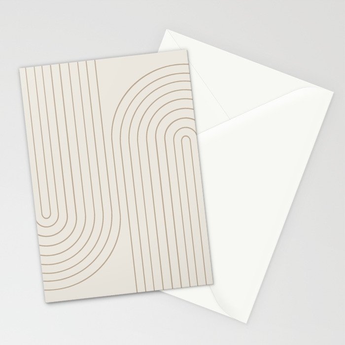 Minimal Line Curvature V Natural Neutral Mid Century Modern Arch Abstract Stationery Card Gallery Image 2