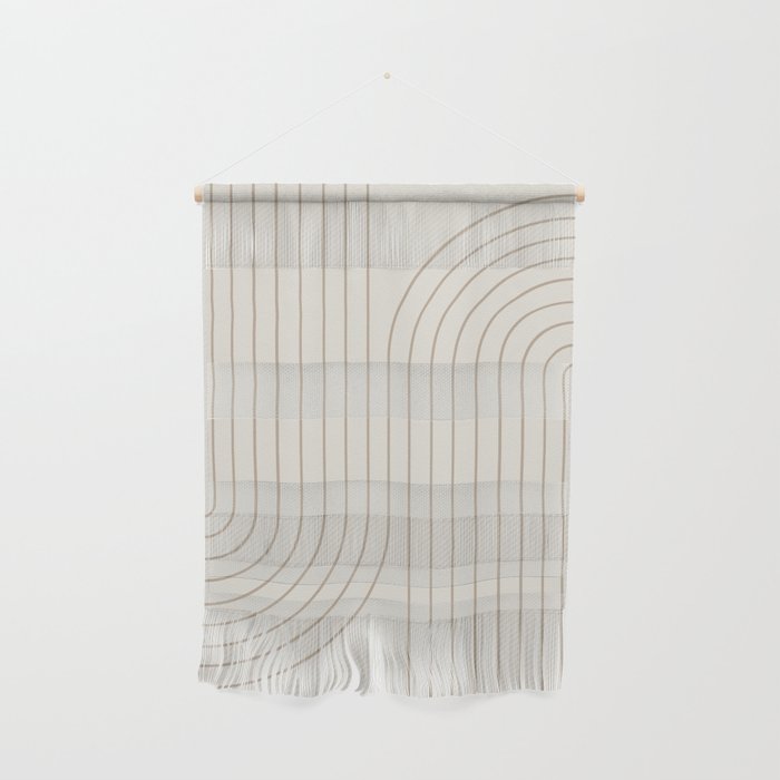 Minimal Line Curvature V Natural Neutral Mid Century Modern Arch Abstract Wall Hanging Gallery Image 1