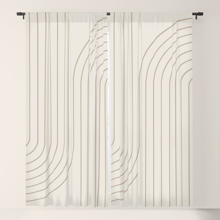 Minimal Line Curvature V Natural Neutral Mid Century Modern Arch Abstract Window Curtain Gallery Image 1