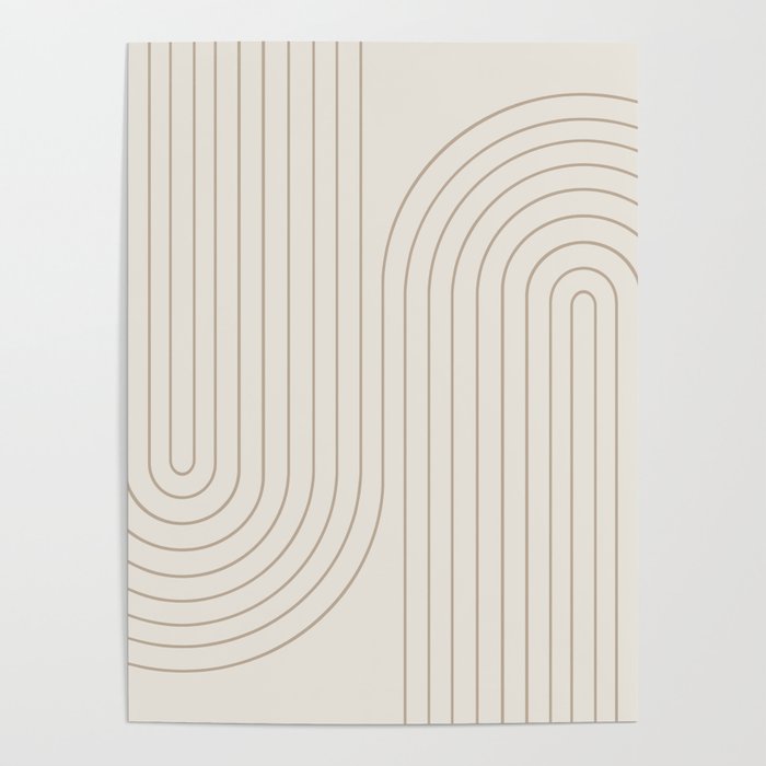 Minimal Line Curvature V Natural Neutral Mid Century Modern Arch Abstract Poster Gallery Image 1