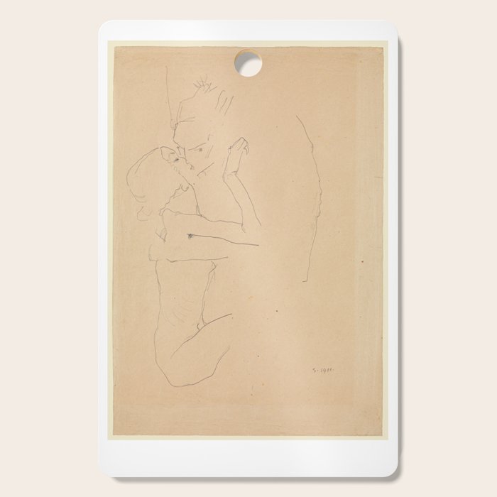 The Kiss 1911, Egon Schiele Cutting Board Gallery Image 1