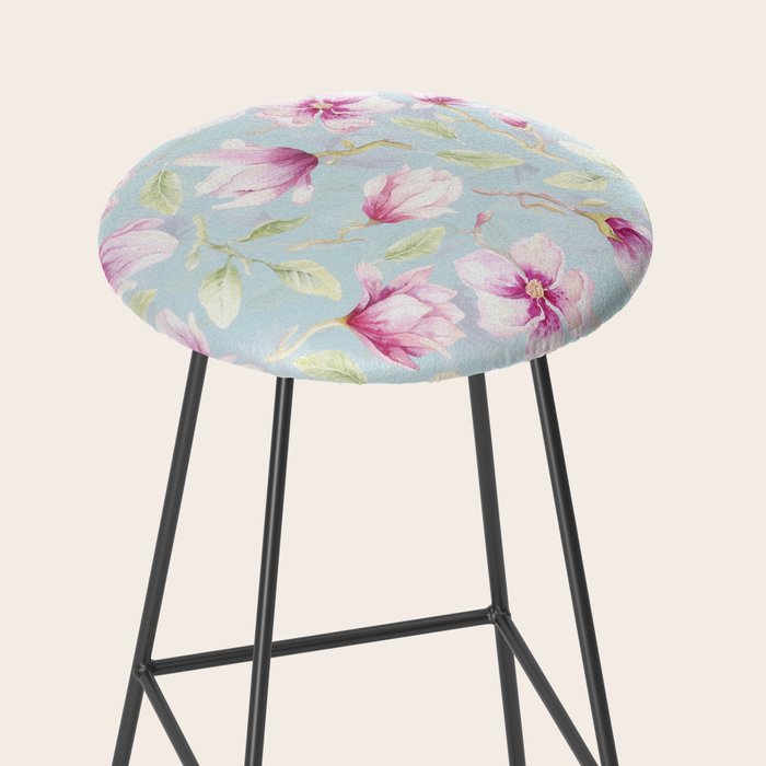 Hygge Hand Painted Watercolor Magnolia Blossoms Stool Gallery Image 2