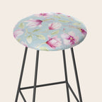 Hygge Hand Painted Watercolor Magnolia Blossoms Stool Gallery Image 2