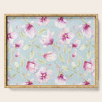Hygge Hand Painted Watercolor Magnolia Blossoms Serving Tray Gallery Image 1
