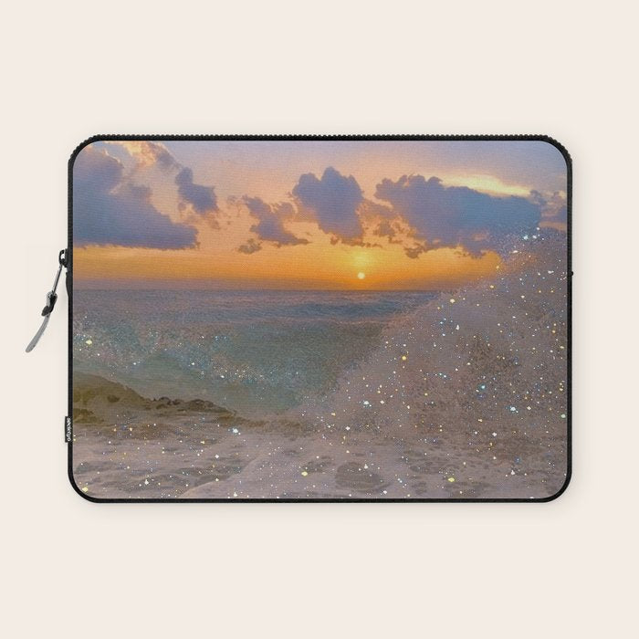 THE STORM | sea | ocean | waves | sky |  seascape | blue | summer | glitter | sparkle | nature Laptop Sleeve Gallery Image 1