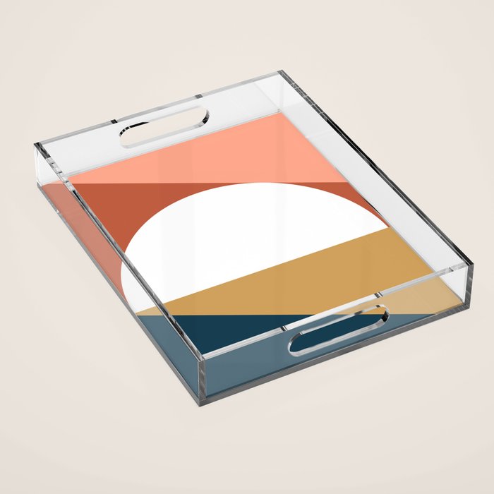Mid Century Modern Sunset Nº1 Acrylic Tray Gallery Image 1