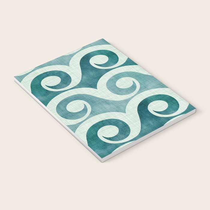 Vintage Waves Tropical Teal Geometric Pattern Notebook Gallery Image 3