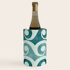 Vintage Waves Tropical Teal Geometric Pattern Wine Chiller Gallery Image 1