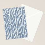 Abstract Herringbone Pattern, Rustic, Blue and White Stationery Card Gallery Image 2