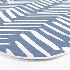 Abstract Herringbone Pattern, Rustic, Blue and White Bath Mat Gallery Image 3